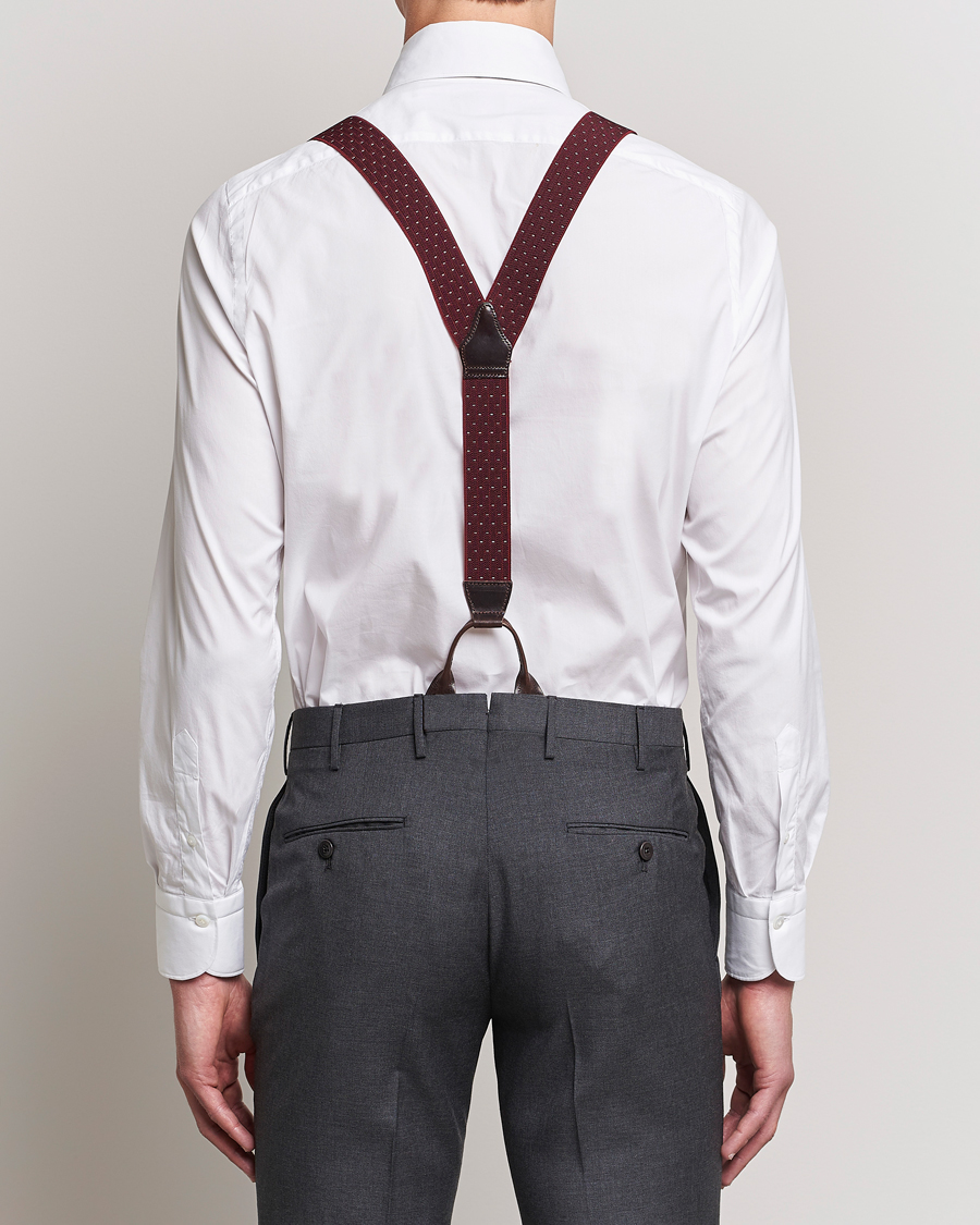 Herren | Albert Thurston Elastic Dot Braces 35mm Wine | Albert Thurston | Elastic Dot Braces 35mm Wine