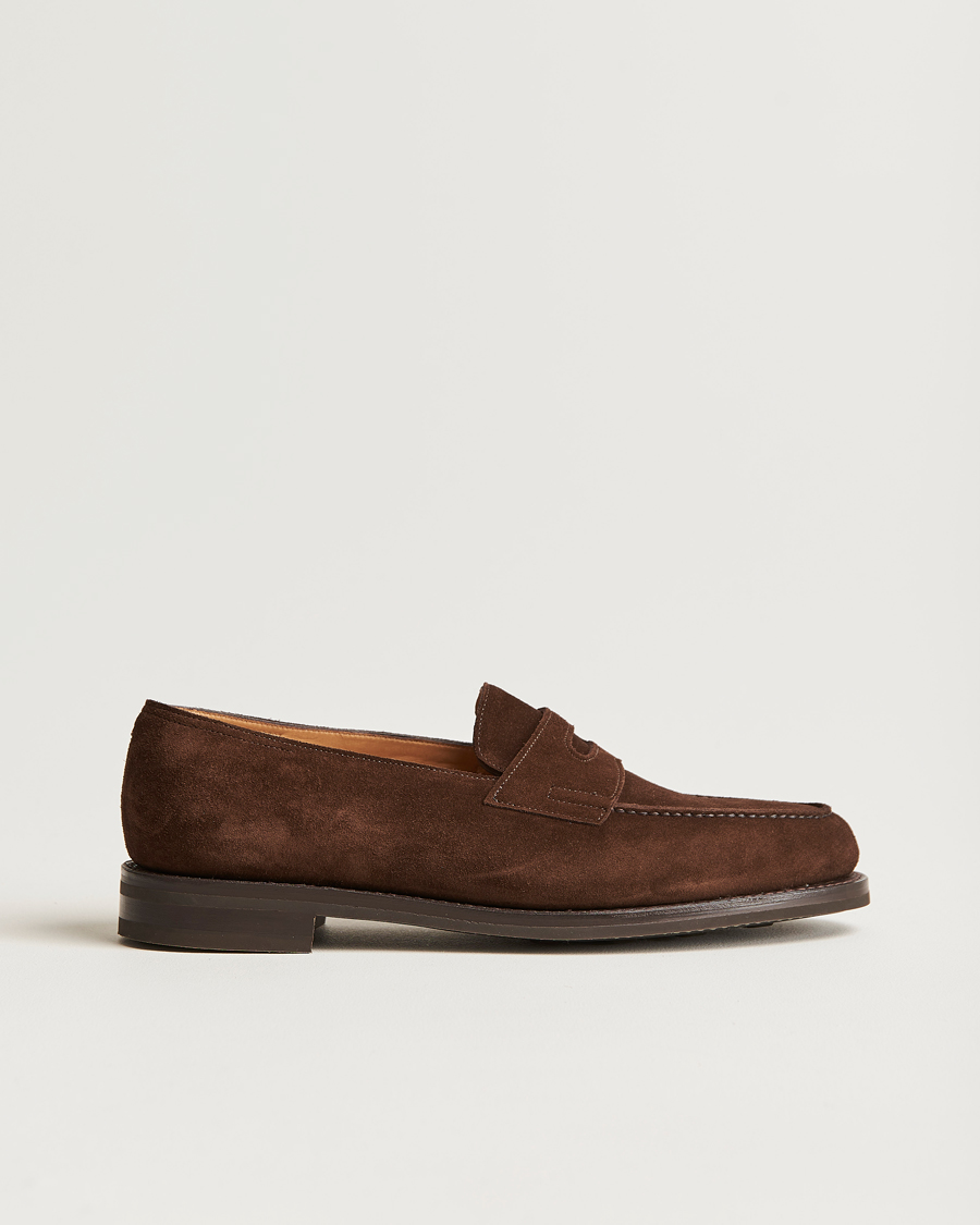 Herren | John Lobb Lopez Penny Loafer Dark Brown Suede | John Lobb | Lopez Penny Loafer Dark Brown Suede