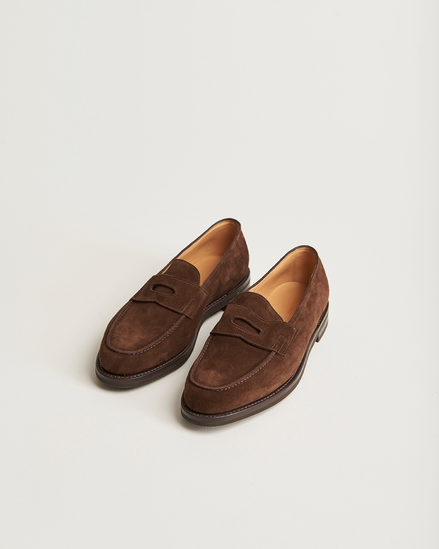 Herren | John Lobb Lopez Penny Loafer Dark Brown Suede | John Lobb | Lopez Penny Loafer Dark Brown Suede