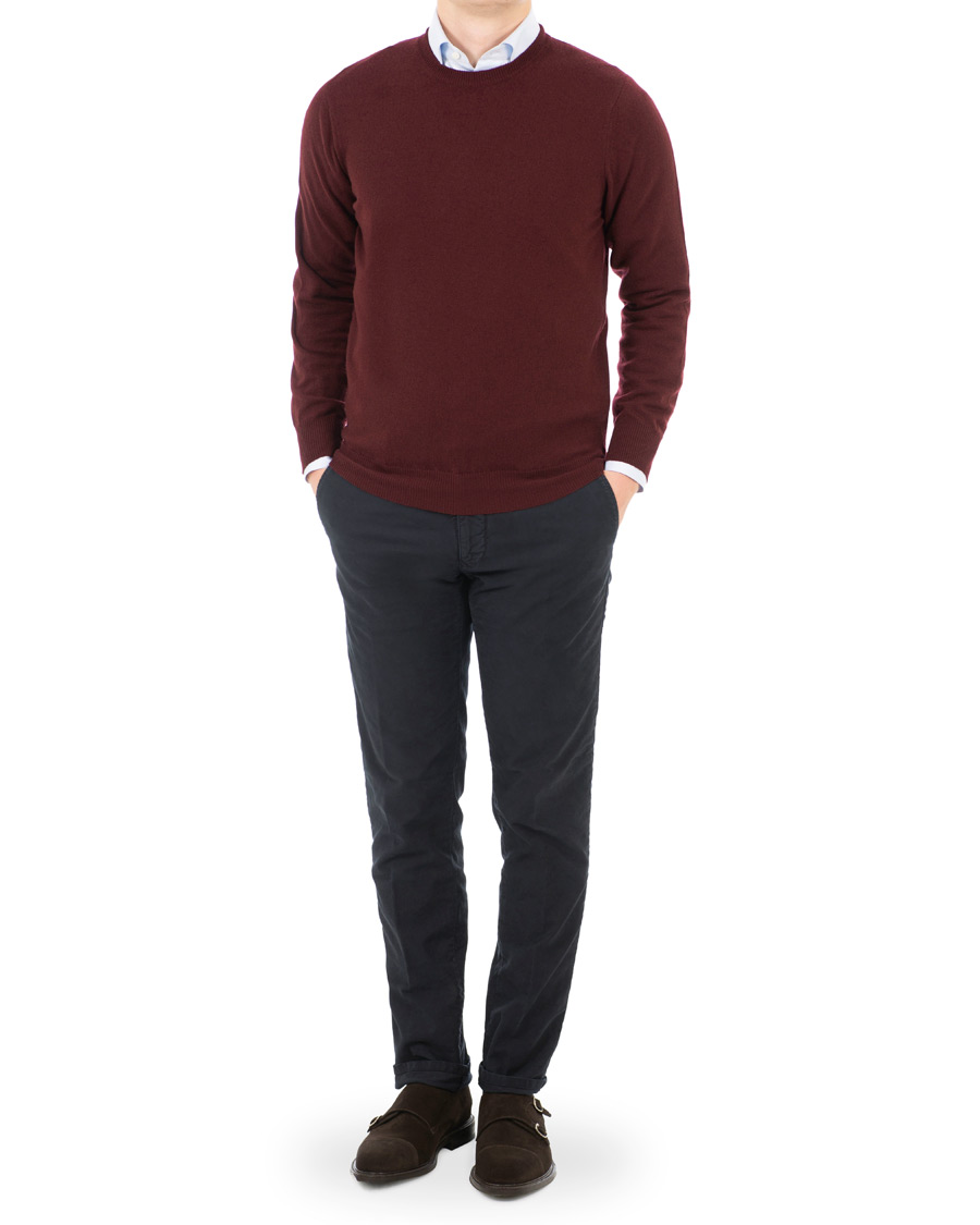 Herren | Pullover | Piacenza Cashmere | Cashmere Crew Neck Sweater Burgundy