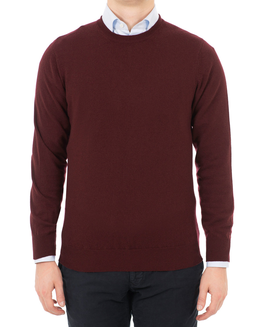 Herren | Pullover | Piacenza Cashmere | Cashmere Crew Neck Sweater Burgundy