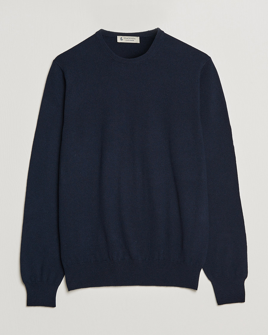 Herren | Pullover | Piacenza Cashmere | Cashmere Crew Neck Sweater Navy
