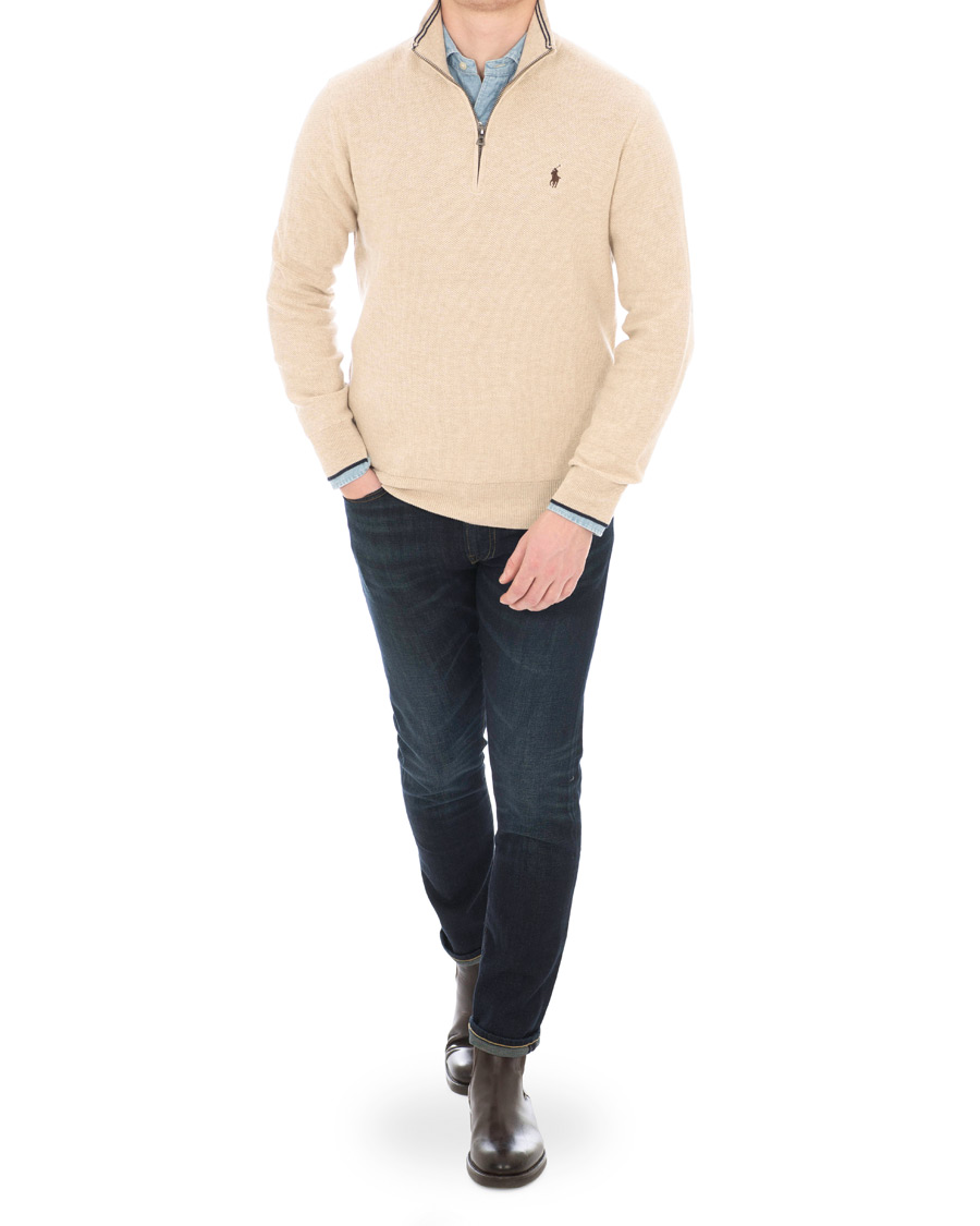 Herren | Pullover | Polo Ralph Lauren | Texture Half Zip Oatmeal Heather