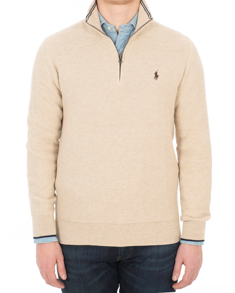 Herren | Pullover | Polo Ralph Lauren | Texture Half Zip Oatmeal Heather