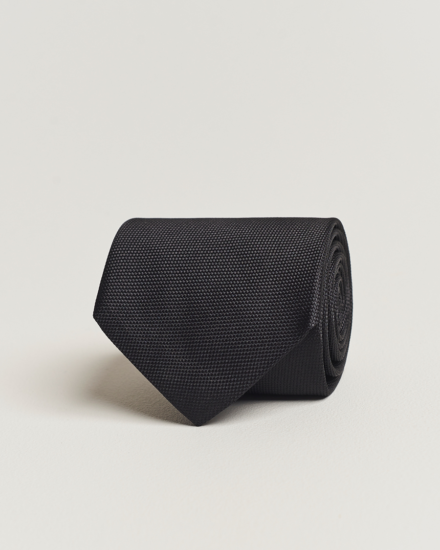 Herren | Krawatten | Eton | Silk Basket Weave Tie Faded Black