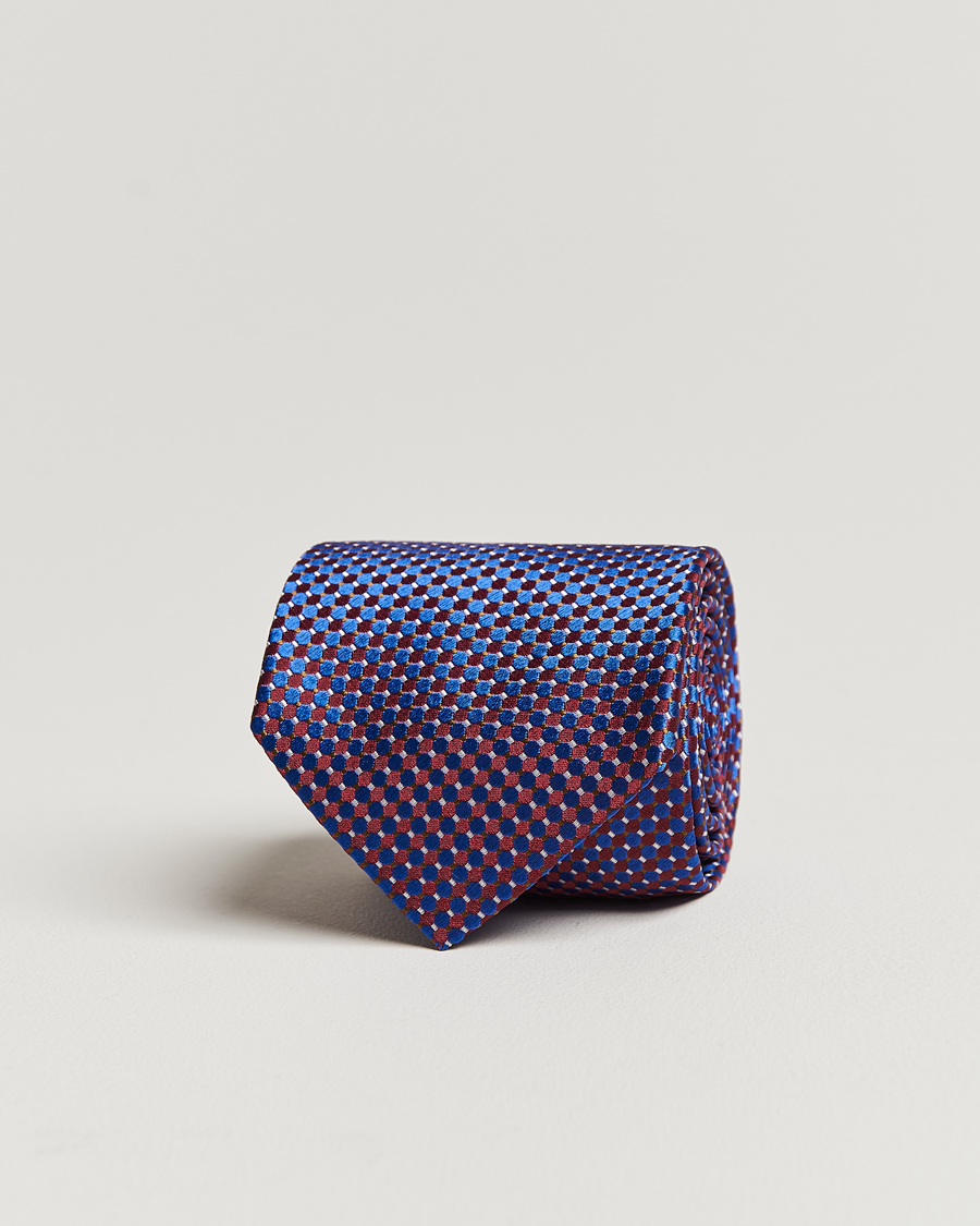 Herren | Krawatten | Eton | Silk Geometric Weave Tie Blue/Red