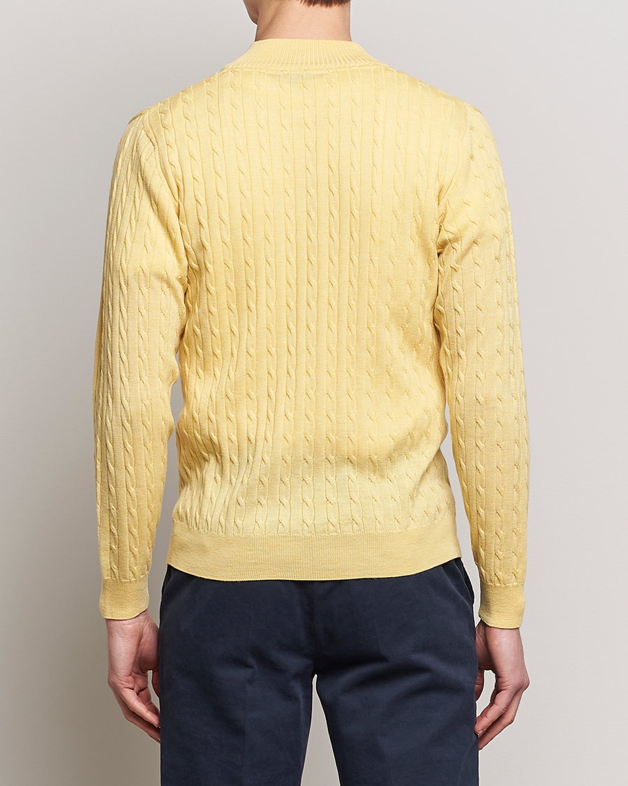 Herren | Pullover | Stenströms | Merino Cable Half Zip Yellow