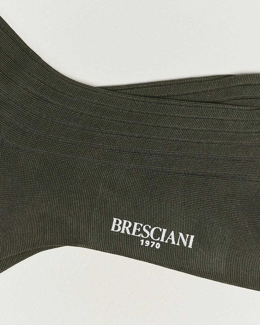 Herren | Unterwäsche | Bresciani | Cotton Ribbed Short Socks Olive Green