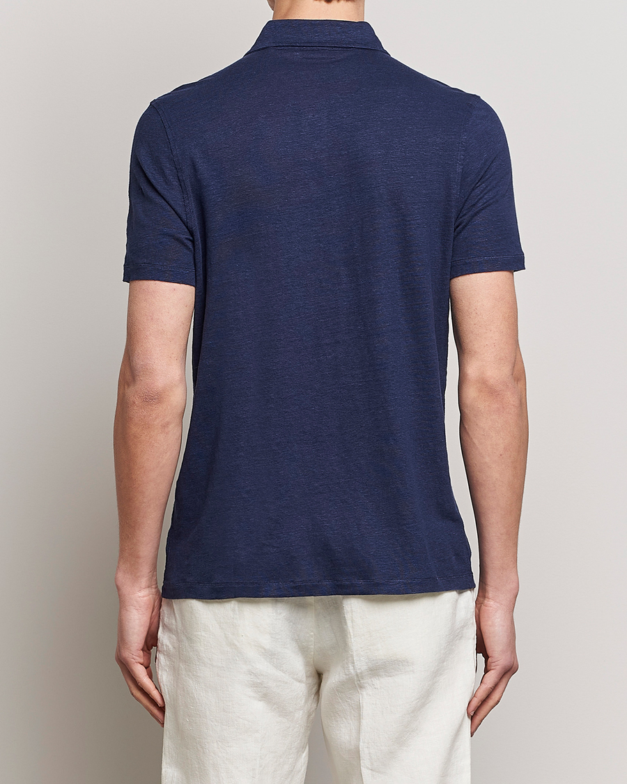Herren | Poloshirts | Stenströms | Linen Polo Shirt Navy