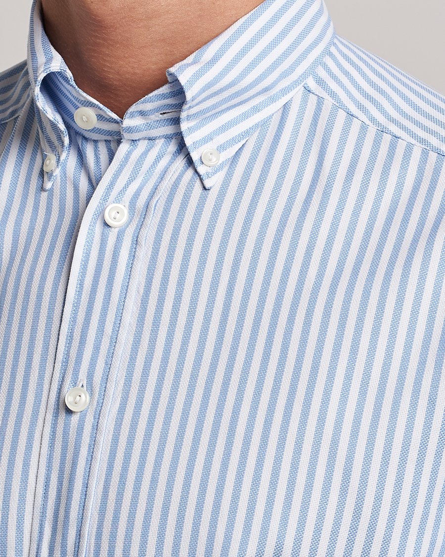 Herren | Hemden | Eton | Slim Fit Royal Oxford Stripe Button Down Light Blue