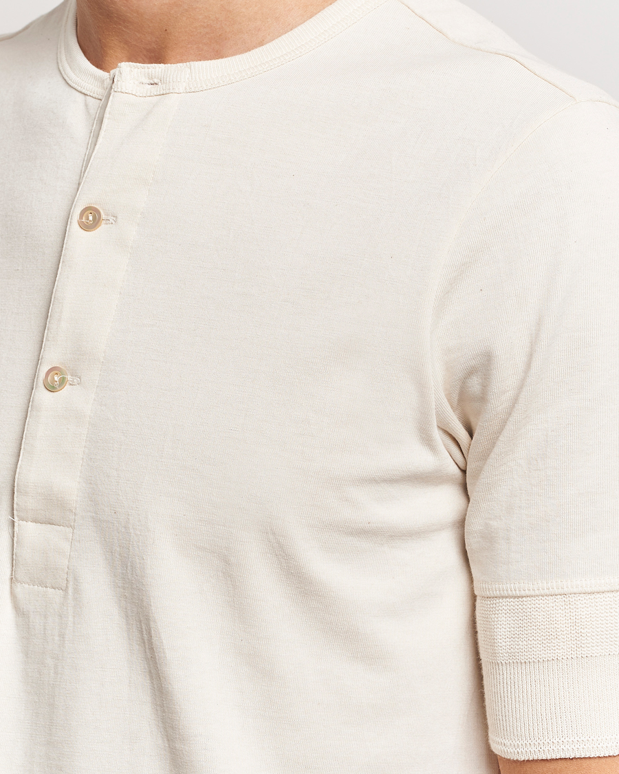 Herren | Pullover | Merz b. Schwanen | Short Sleeve Organic Cotton Henley Nature