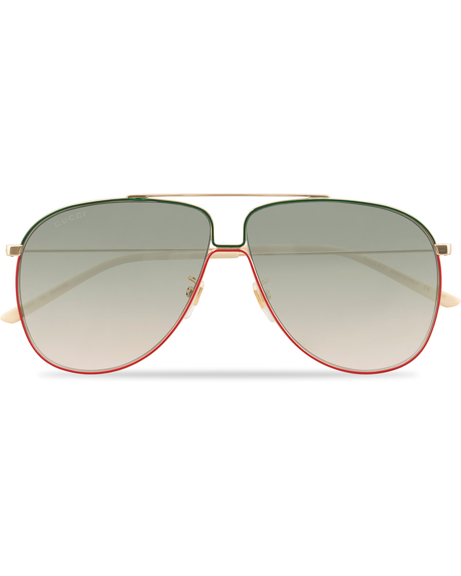 Herren | Gucci GG0440S Sunglasses Gold/Green | Gucci | GG0440S Sunglasses Gold/Green