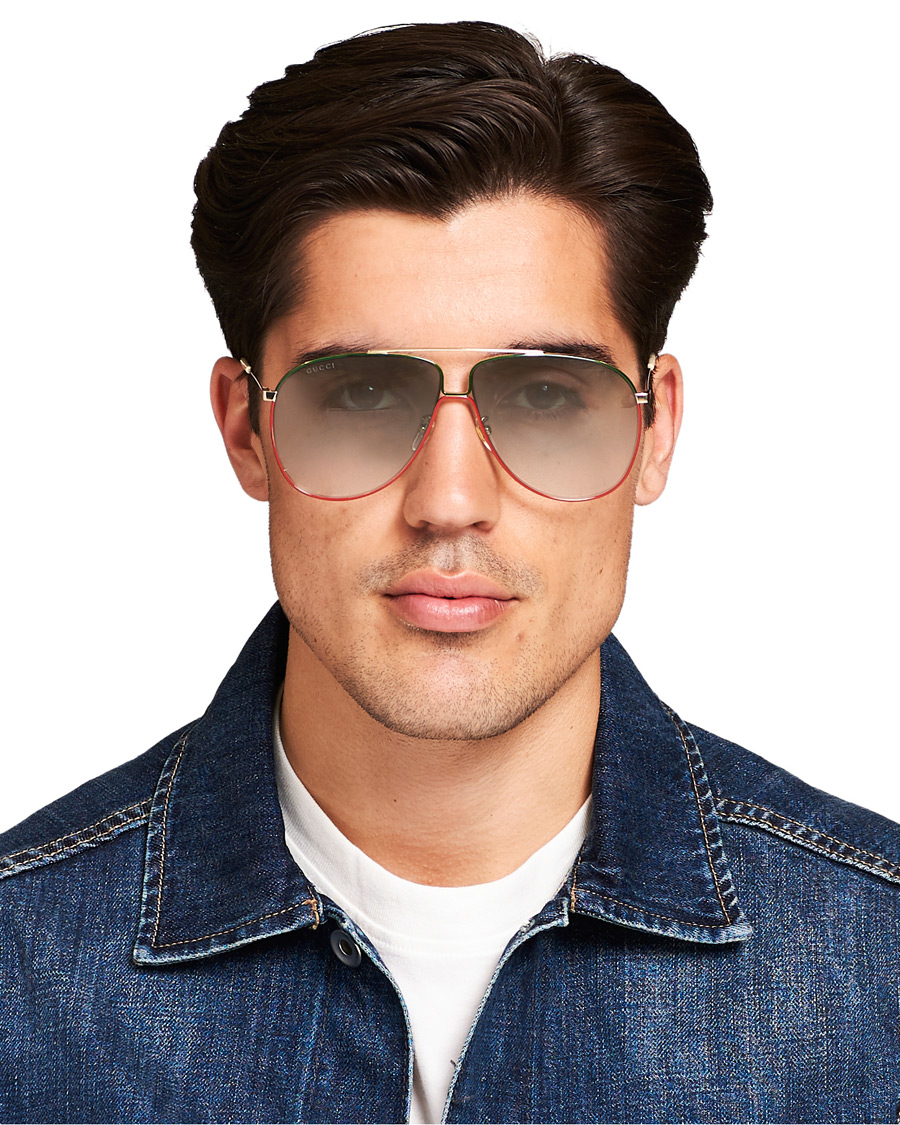 Herren | Gucci GG0440S Sunglasses Gold/Green | Gucci | GG0440S Sunglasses Gold/Green