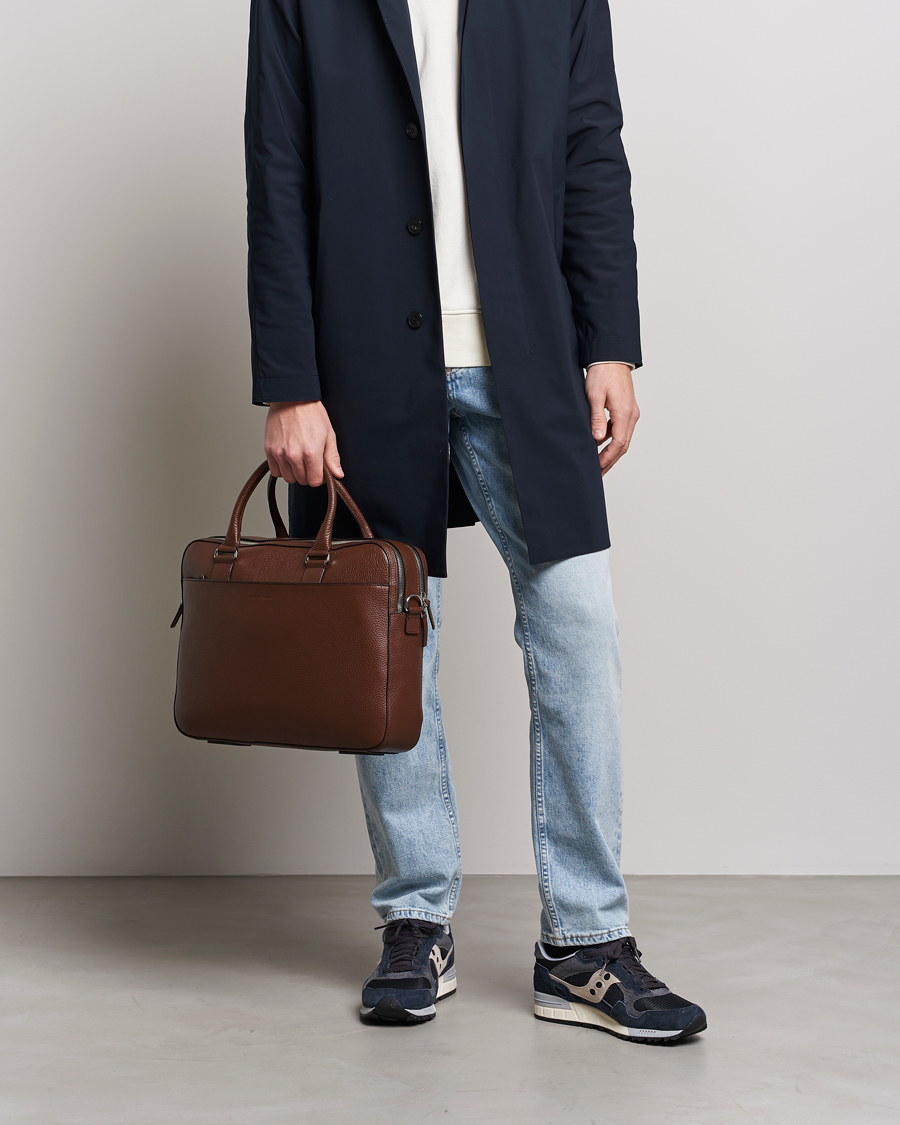 Herren | Taschen | Tiger of Sweden | Burin Grained Leather Briefcase Brown
