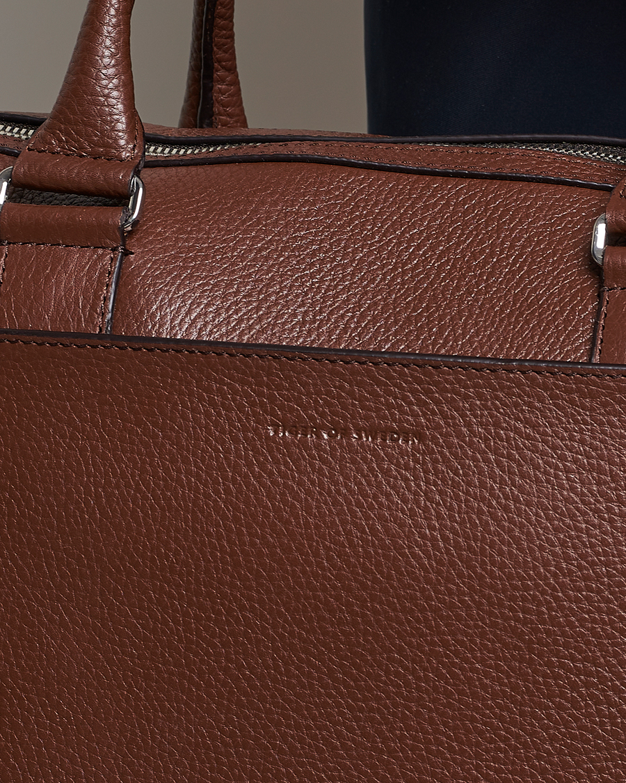 Herren | Taschen | Tiger of Sweden | Burin Grained Leather Briefcase Brown