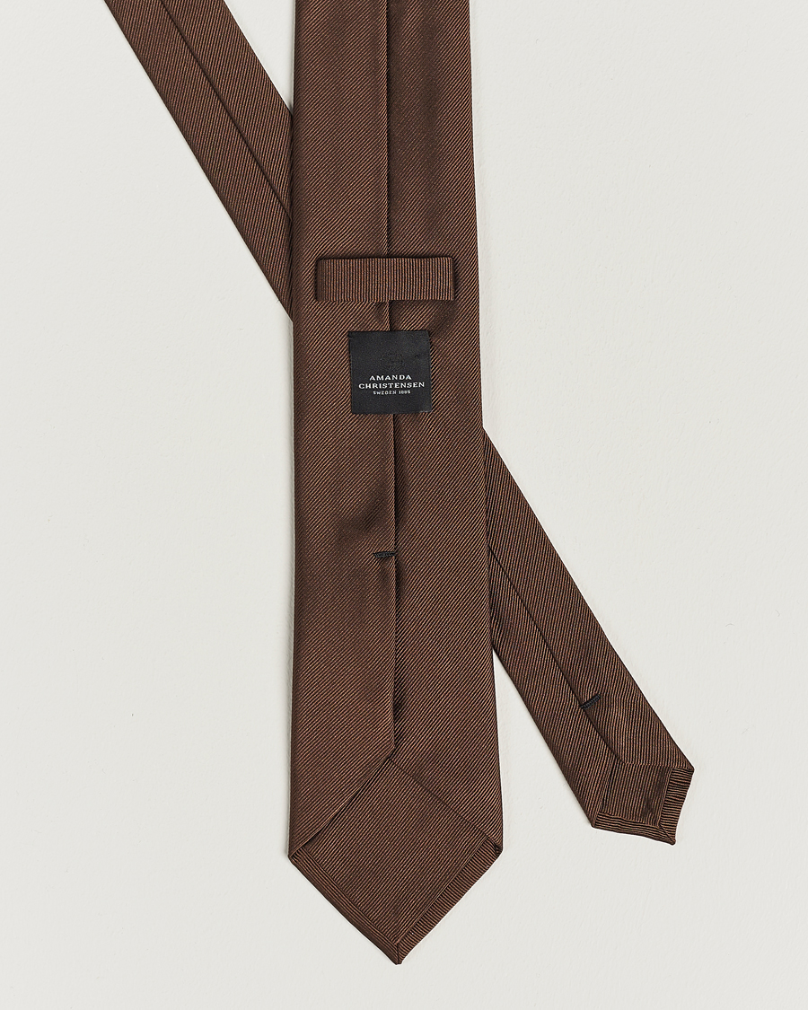 Herren | Krawatten | Amanda Christensen | Plain Classic Tie 8 cm Brown