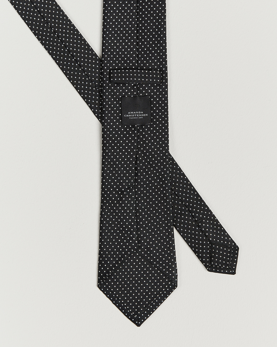Herren | Krawatten | Amanda Christensen | Micro Dot Classic Tie 8 cm Black/White