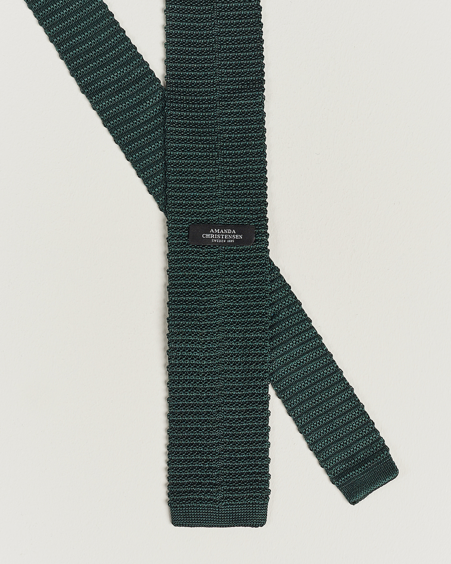 Herren | Krawatten | Amanda Christensen | Knitted Silk Tie 6 cm Green