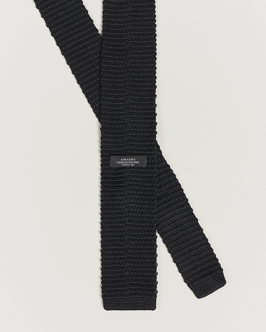 Herren | Krawatten | Amanda Christensen | Knitted Silk Tie 6 cm Black