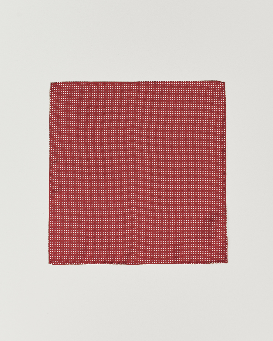 Herren | Einstecktücher | Amanda Christensen | Handkerchief Dot Silk Wine Red