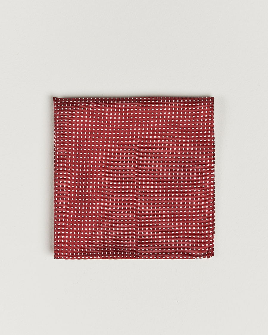 Herren | Einstecktücher | Amanda Christensen | Handkerchief Dot Silk Wine Red