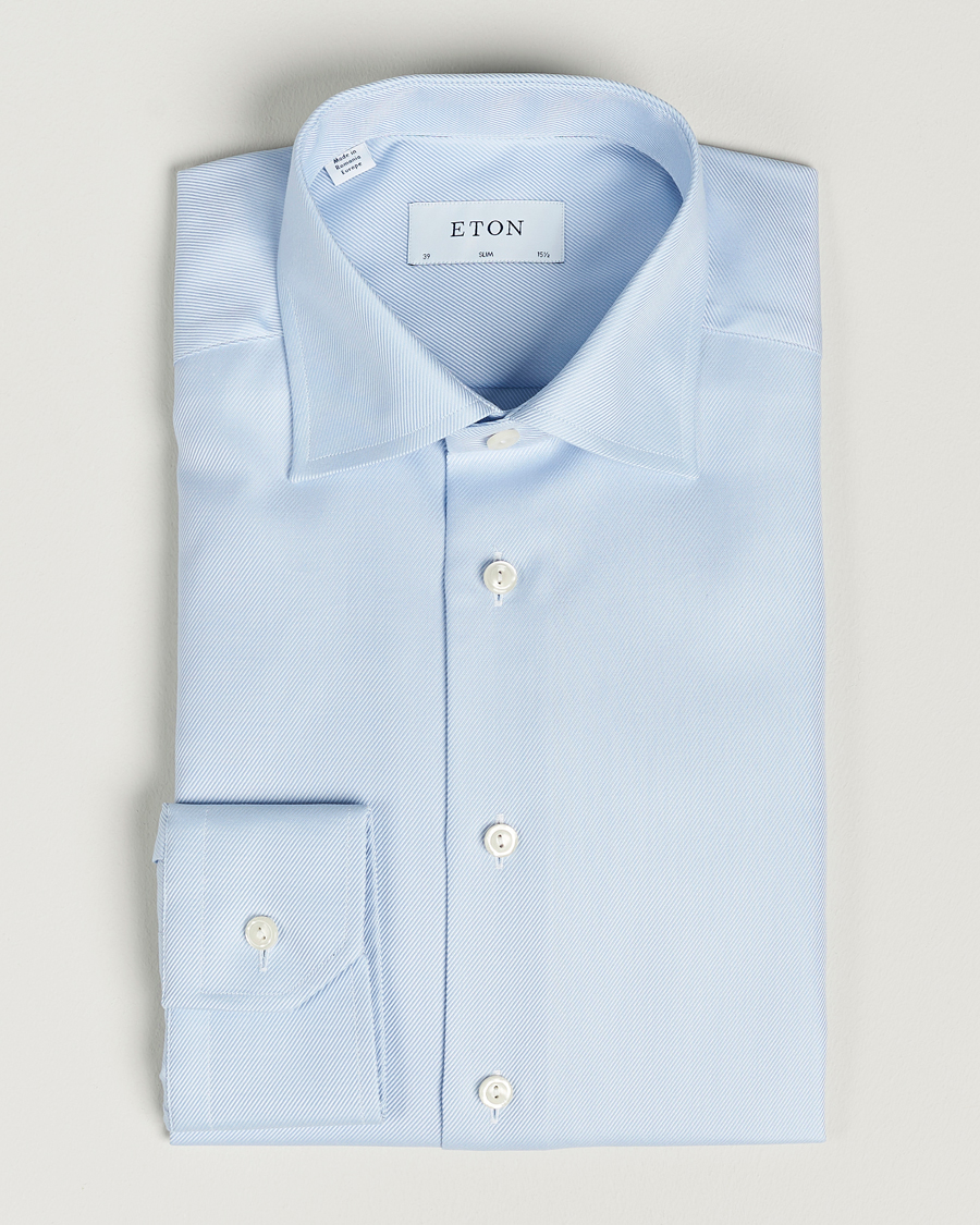 Herren | Hemden | Eton | Slim Fit Textured Twill Shirt Blue