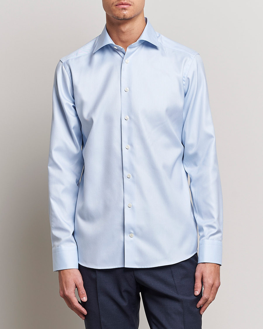 Herren |  | Eton | Slim Fit Textured Twill Shirt Blue