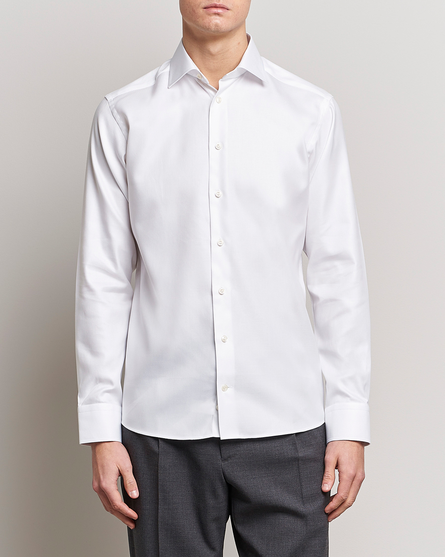 Herren | Businesshemden | Eton | Slim Fit Textured Twill Shirt White
