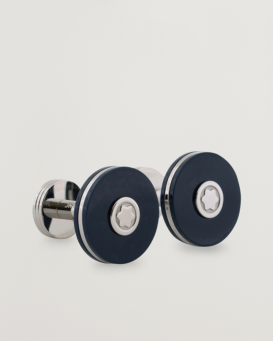 Herren | Montblanc PIX Steel Cufflinks Blue Resin | Montblanc | PIX Steel Cufflinks Blue Resin