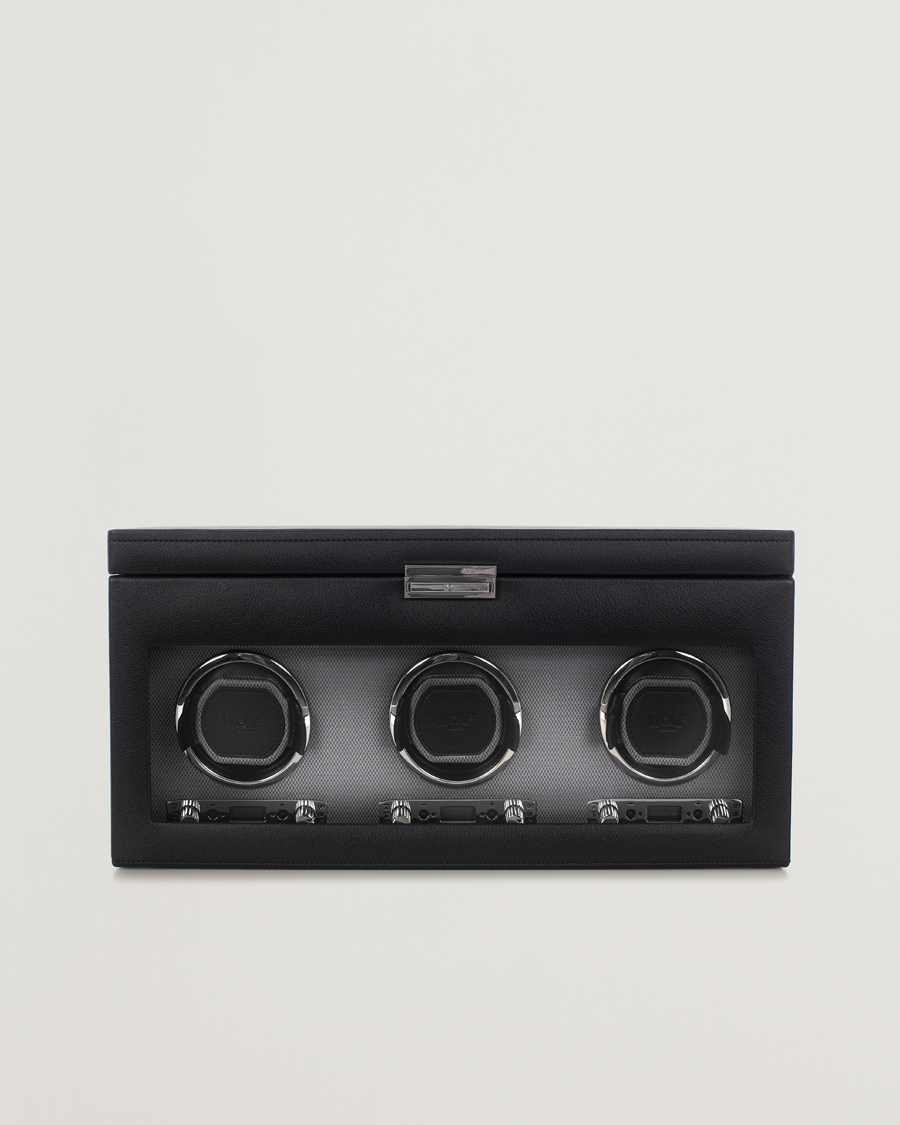 Herren | WOLF Viceroy Triple Winder with Storage and Travel Case Black | WOLF | Viceroy Triple Winder with Storage and Travel Case Black