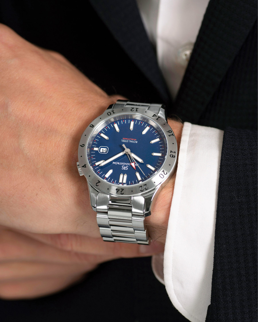 Herren | Sjöö Sandström Royal Steel Worldtimer 41mm Blue with Steel | Sjöö Sandström | Royal Steel Worldtimer 41mm Blue with Steel