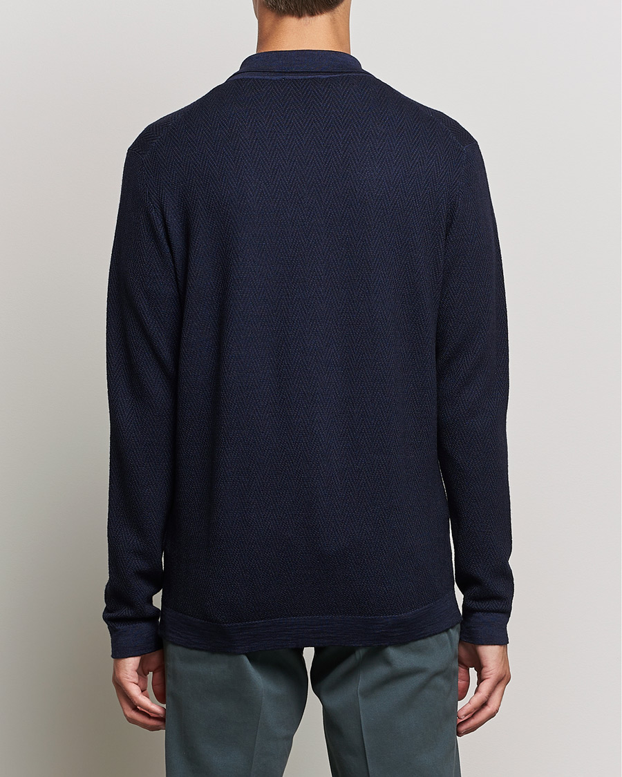 Herren | Pullover | Altea | Herringbone Wool Shirt Navy
