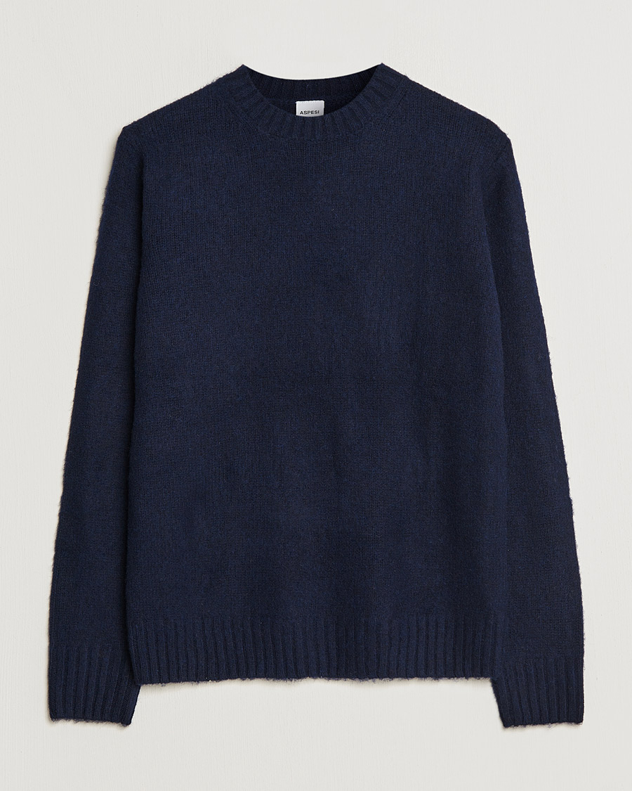 Herren | Pullover | Aspesi | Brushed Shetland Sweater Navy