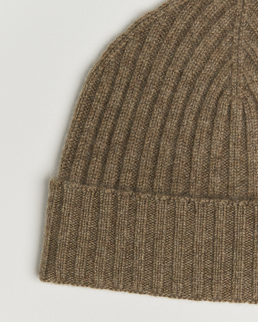 Herren | Mützen | Amanda Christensen | Rib Knitted Cashmere Cap Olive Melange