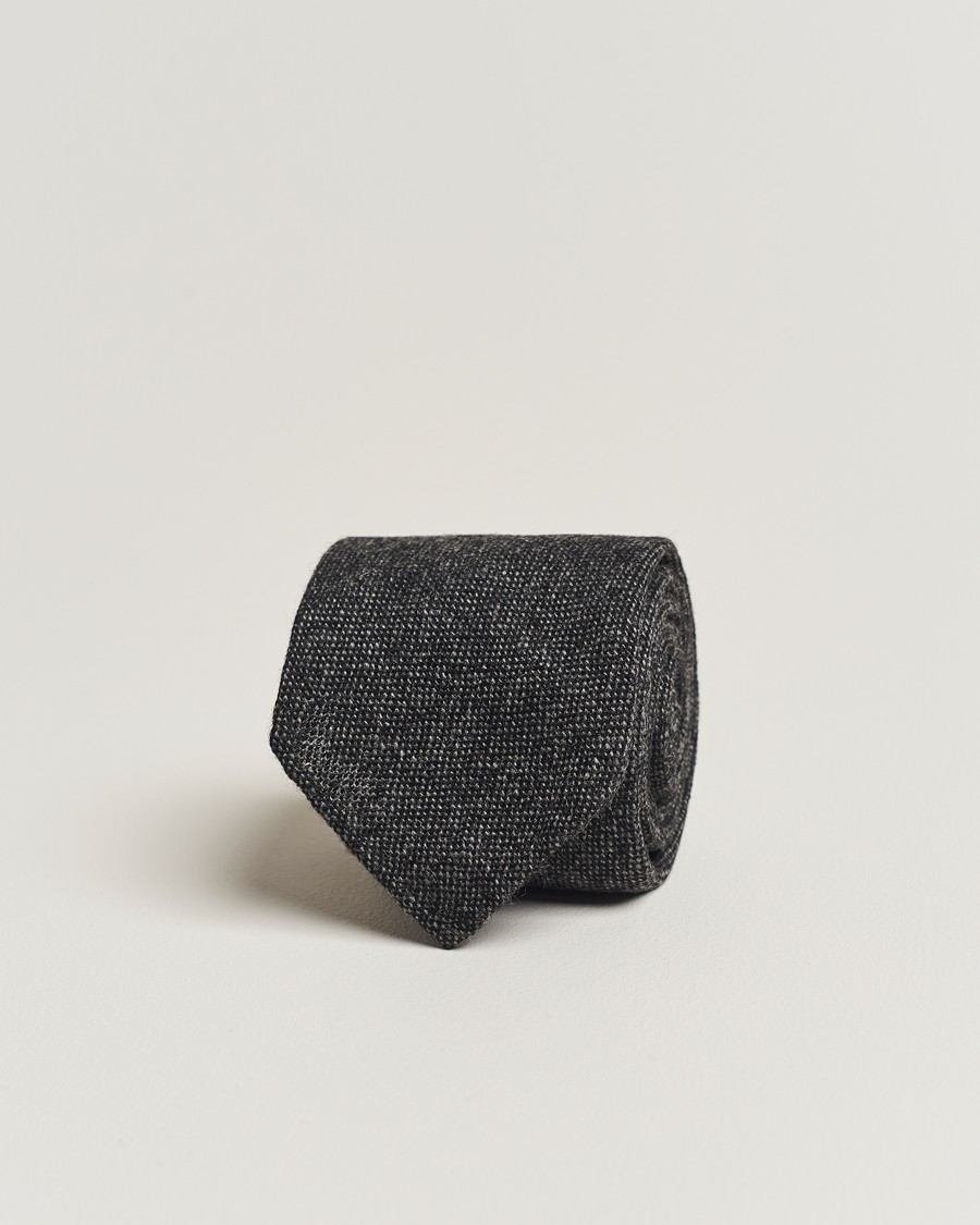 Herren | Drake's Cashmere 8 cm Tie Grey/Black | Drake's | Cashmere 8 cm Tie Grey/Black