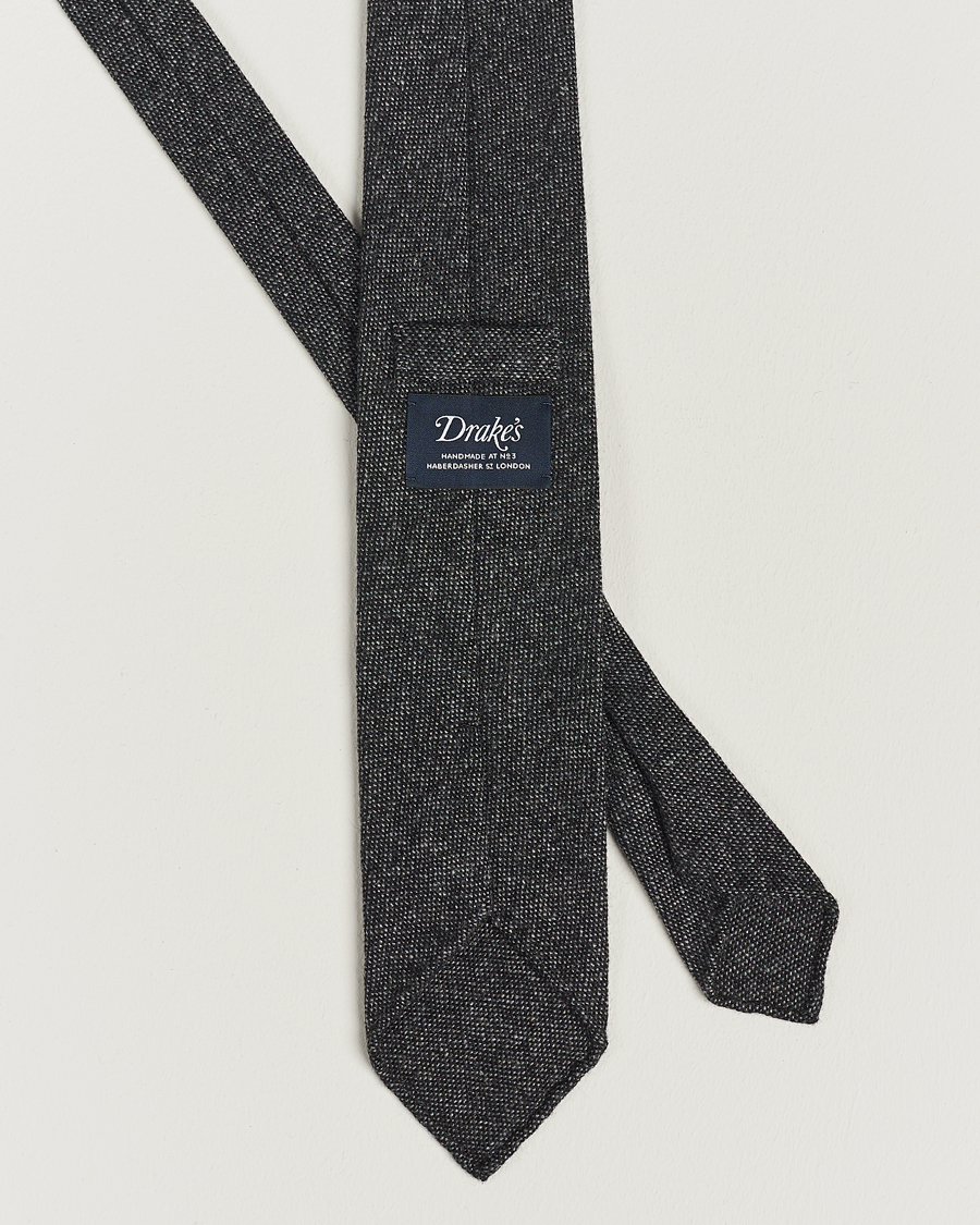 Herren | Drake's Cashmere 8 cm Tie Grey/Black | Drake's | Cashmere 8 cm Tie Grey/Black