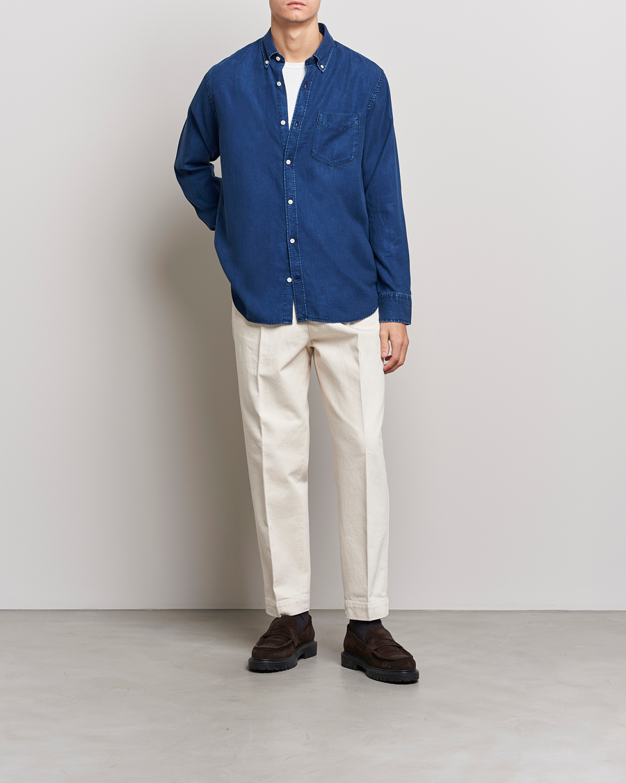 Herren | Hemden | NN07 | Levon Tencel Denim Shirt Dark Indigo