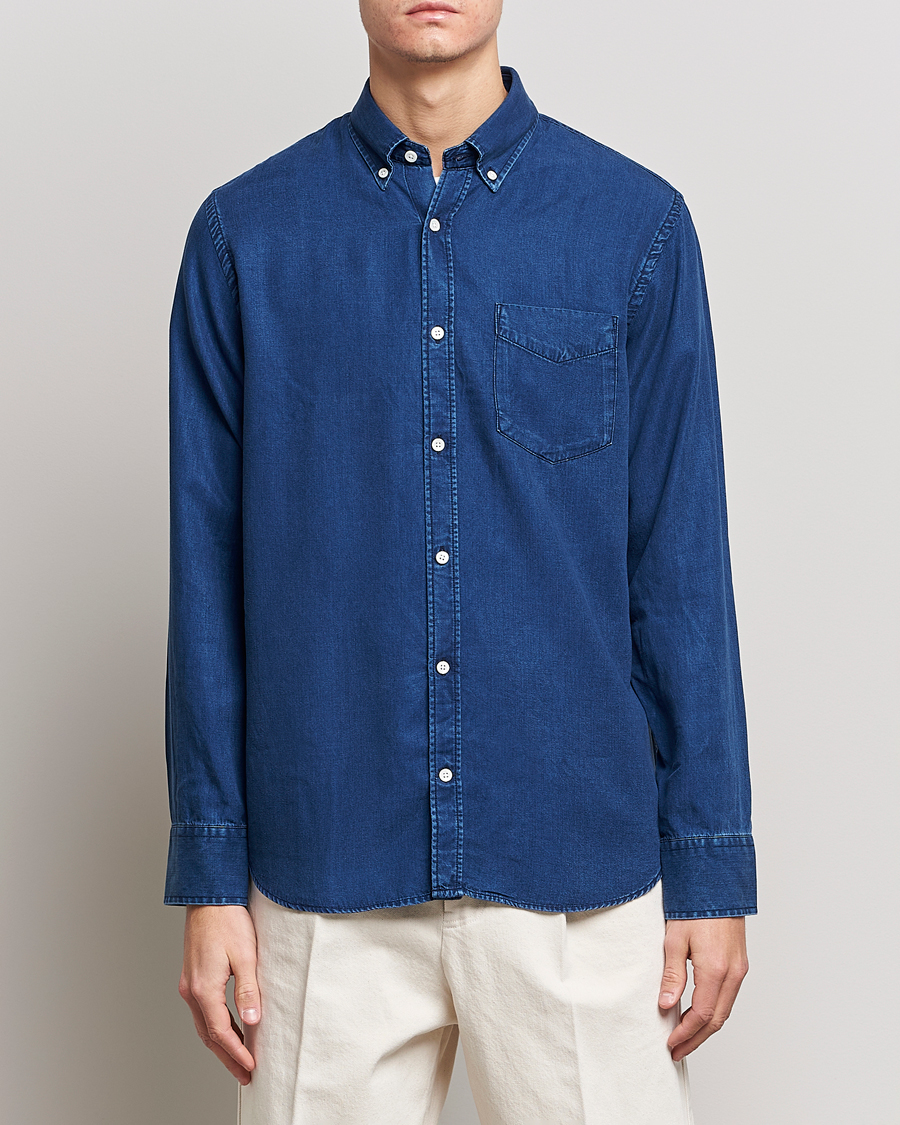 Herren | Hemden | NN07 | Levon Tencel Denim Shirt Dark Indigo