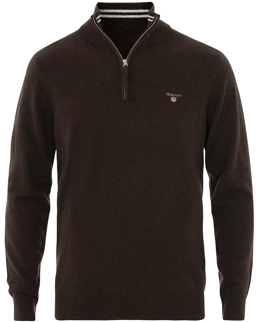 Herren | Pullover | GANT | Lambswool Half Zip Dark Brown