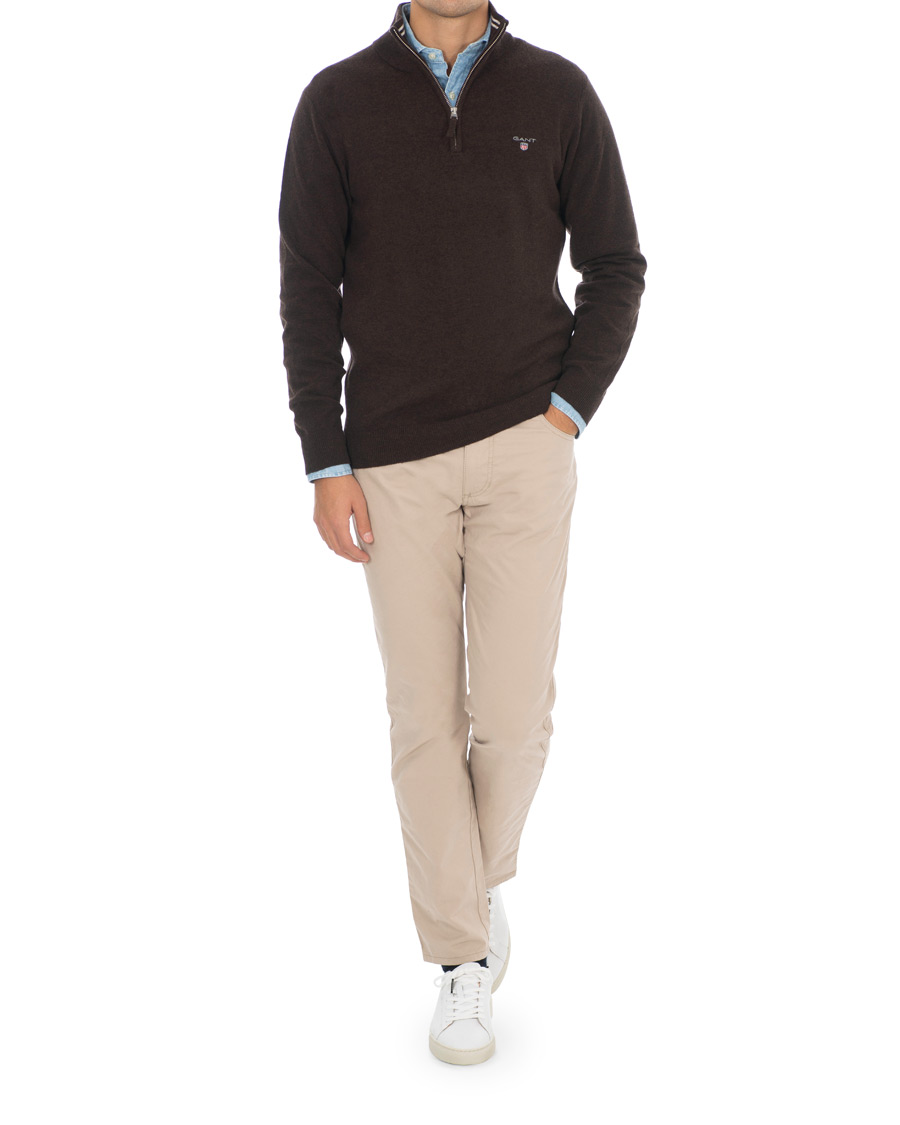 Herren | Pullover | GANT | Lambswool Half Zip Dark Brown