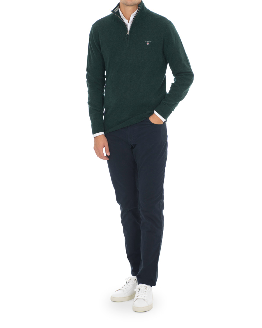 Herren | Pullover | Gant | Lambswool Half Zip Tartan Green