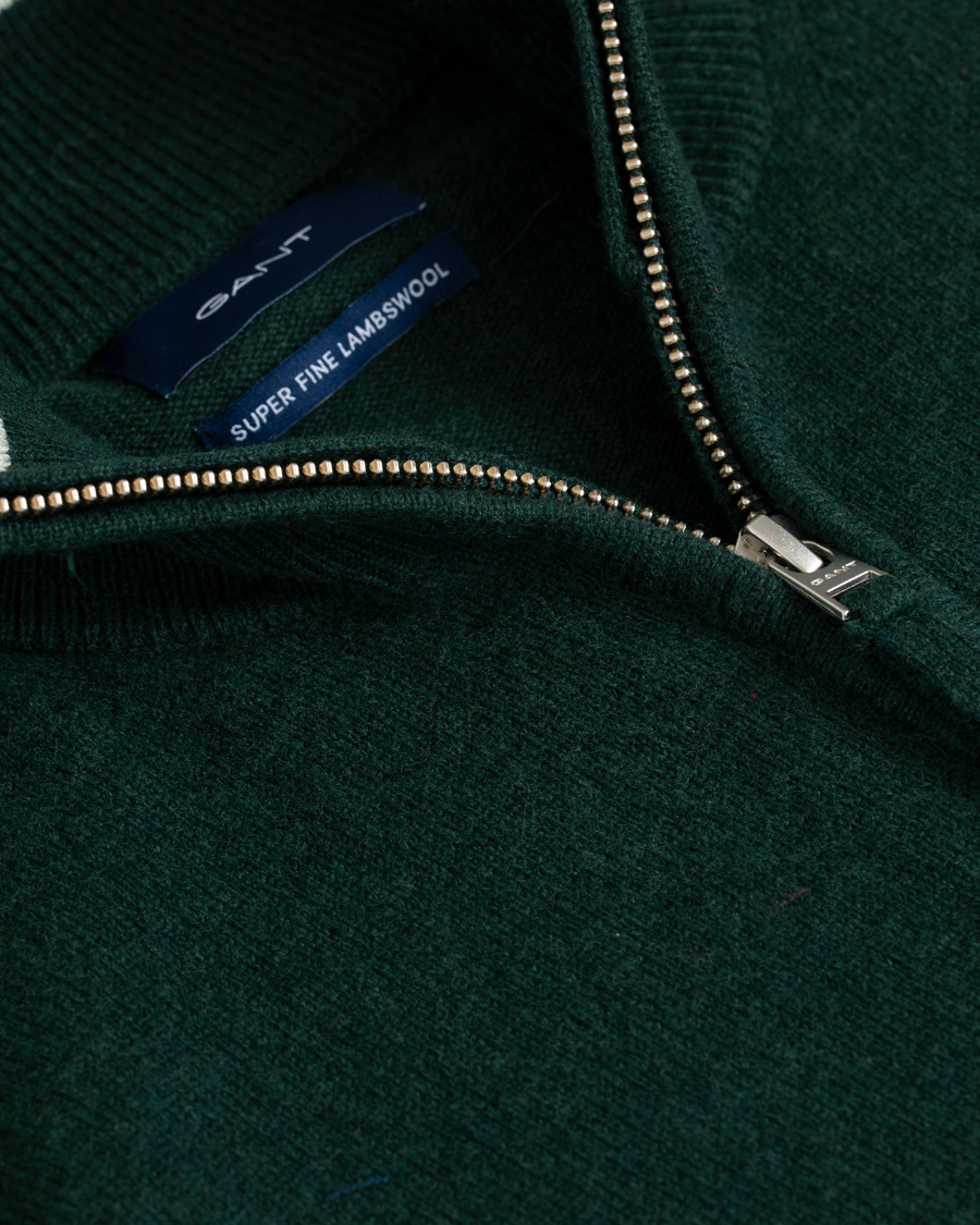 Herren | Pullover | Gant | Lambswool Half Zip Tartan Green