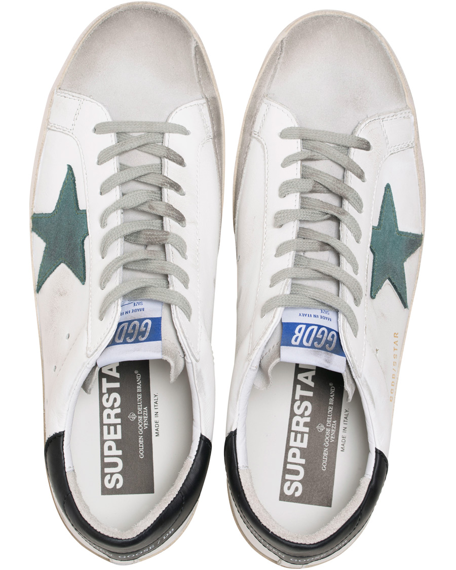 Herren | Golden Goose Deluxe Brand Green Star Superstar Sneaker White Calf | Golden Goose | Deluxe Brand Green Star Superstar Sneaker White Calf