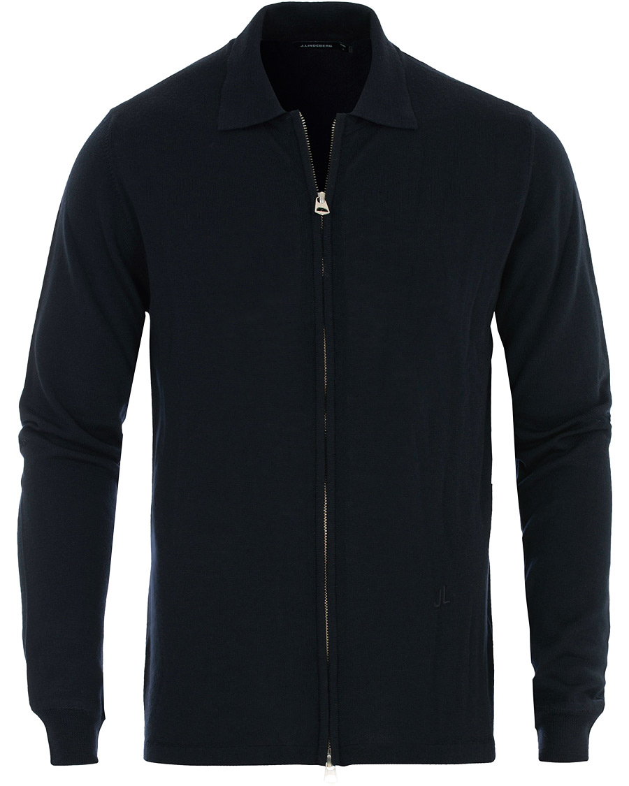 Herren | Pullover | J.Lindeberg | Nyle Full Zip Merino Navy