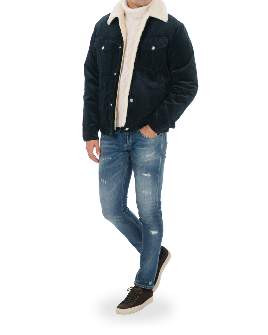 Herren | Jacken | Maison Kitsuné | Corduroy Trucker Jacket Petrol
