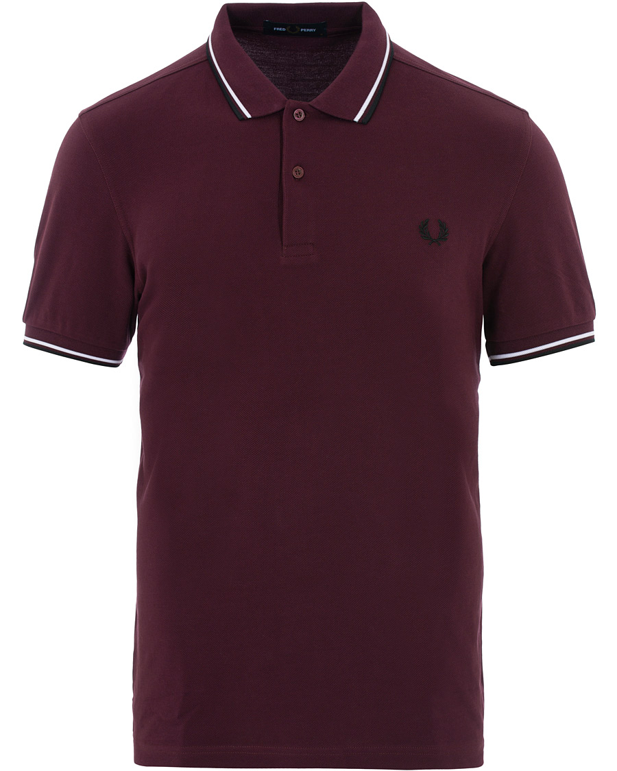 Herren | Poloshirts | Fred Perry | Slim Fit Polo Twin Tip Wine Red/White