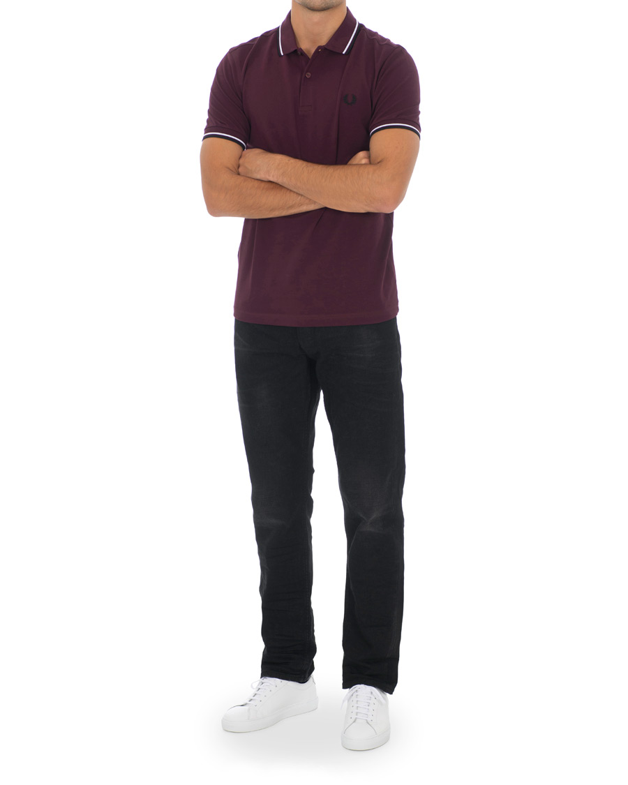 Herren | Poloshirts | Fred Perry | Slim Fit Polo Twin Tip Wine Red/White