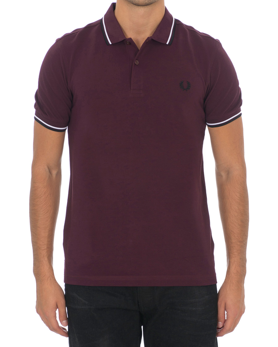Herren | Poloshirts | Fred Perry | Slim Fit Polo Twin Tip Wine Red/White
