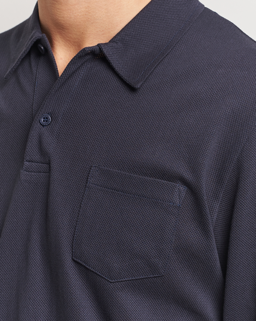 Herren | Poloshirts | Sunspel | Long Sleeve Riviera Polo Shirt Navy
