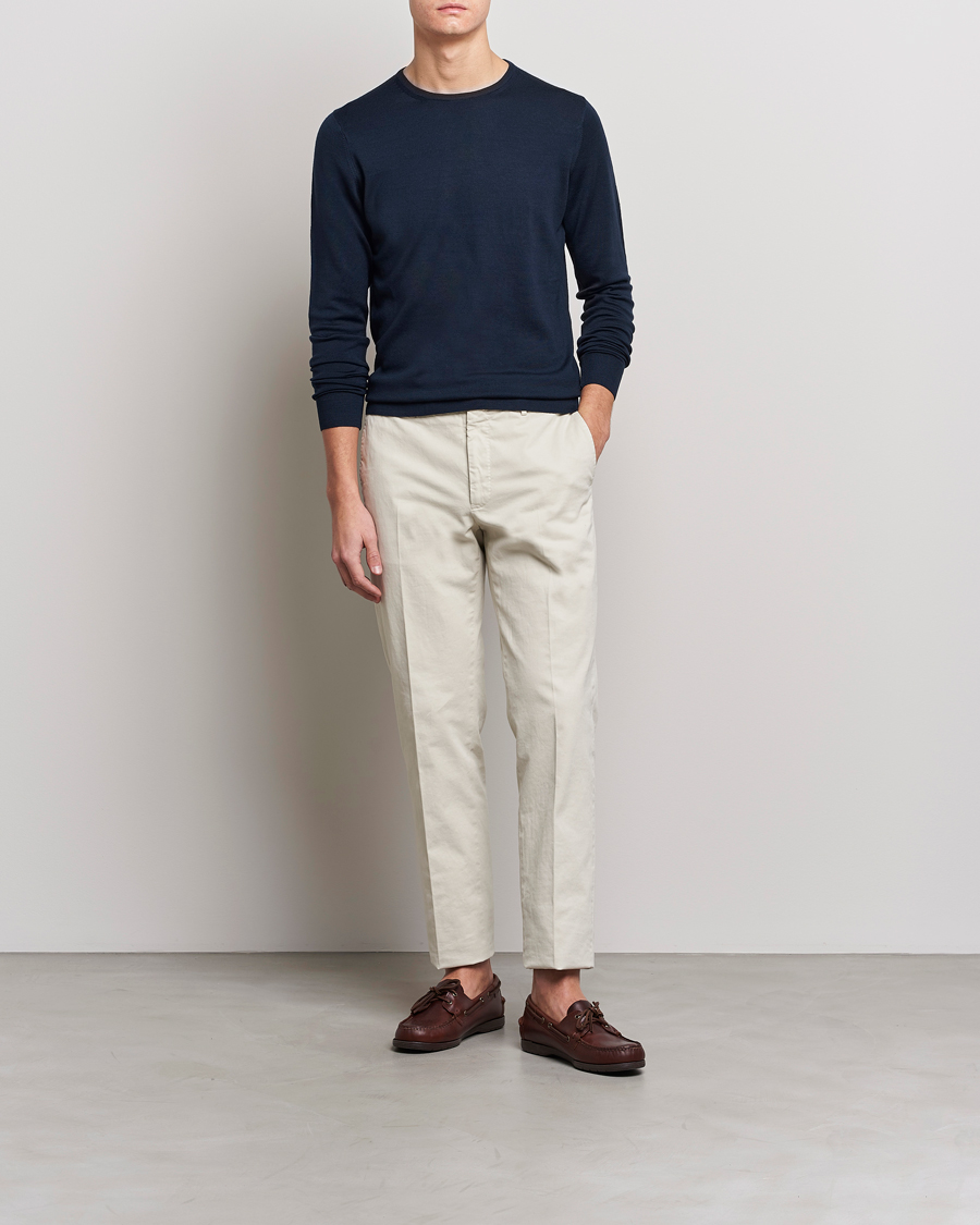 Herren | Pullover | Sunspel | Crew Neck Jumper Light Navy